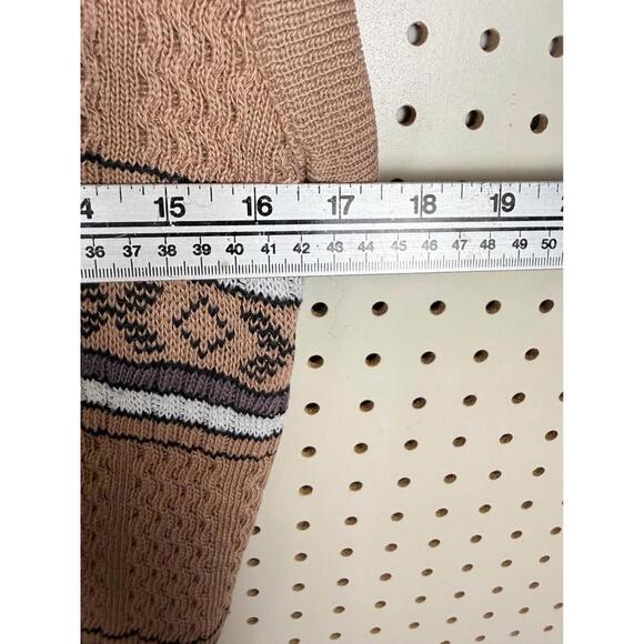 Vintage Oswal Club V-Neck Sweater Vest Tan Brown Patterned mens - Picture 5 of 5